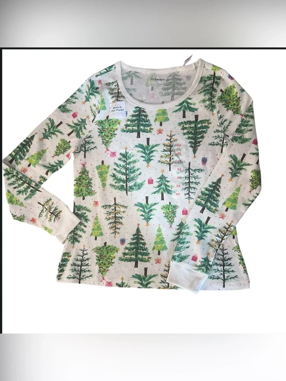 Old Navy Holiday Christmas Tree Thermal Sleep Set 3 Piece - Girls XS